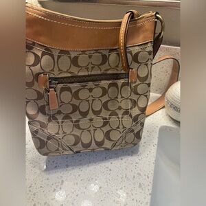 Vintage 2006 Coach Tan and Brown Signature Crossbody Bag